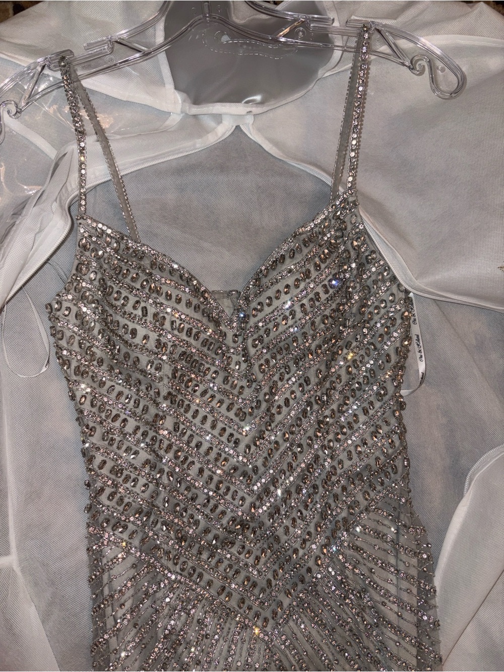 Chic and Holland. Sparkling Silver Beaded Spaghetti Strap Dress - Picture 5 of 13